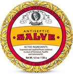 Rawleigh Antiseptic Salve Iconic Yellow Big Tin: 4.5 oz, Natural, Multi-Purpose Ointment Soothes Skin Cuts, Bruises, Irritations, with Turpentine, Phenol, Cottonseed Oil, Original Formula - Pack of 1