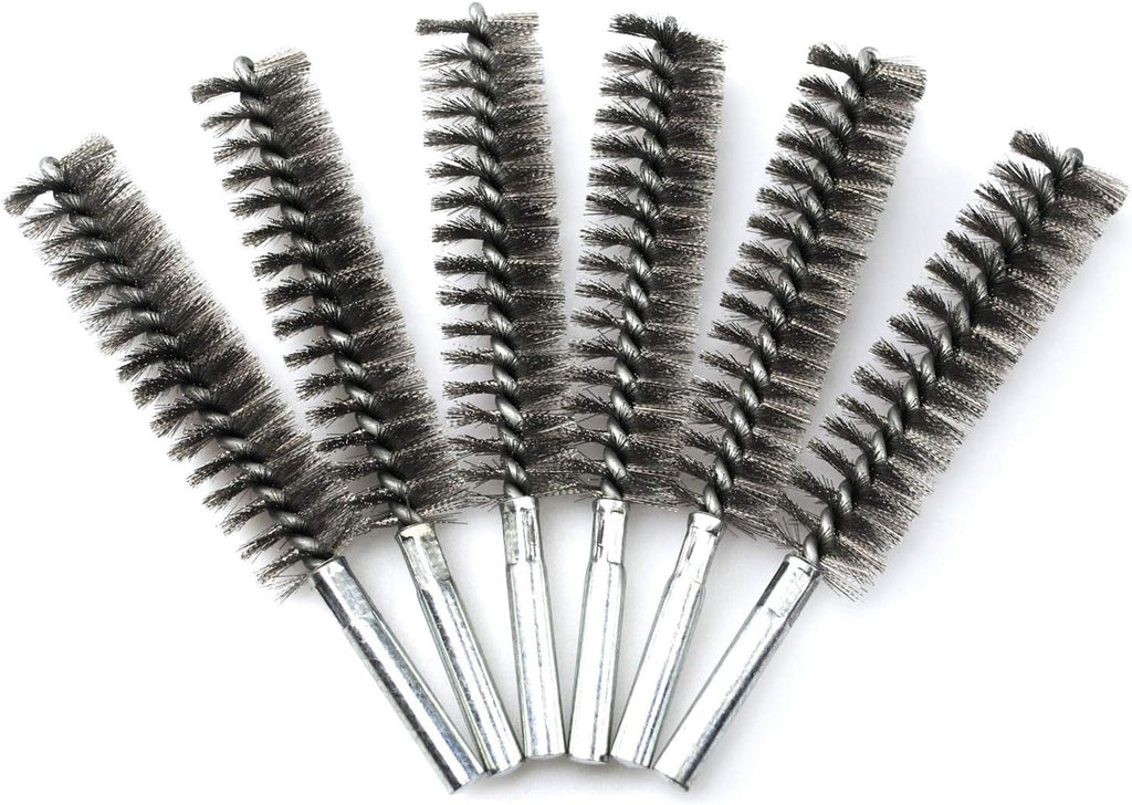 6pcs Pipe Cleaning Brush Set Stainless Steel Bristles, Stainless Steel Pipe Brush for Auto Parts,Bottles, Tubes, Etc.(1" 25mm)