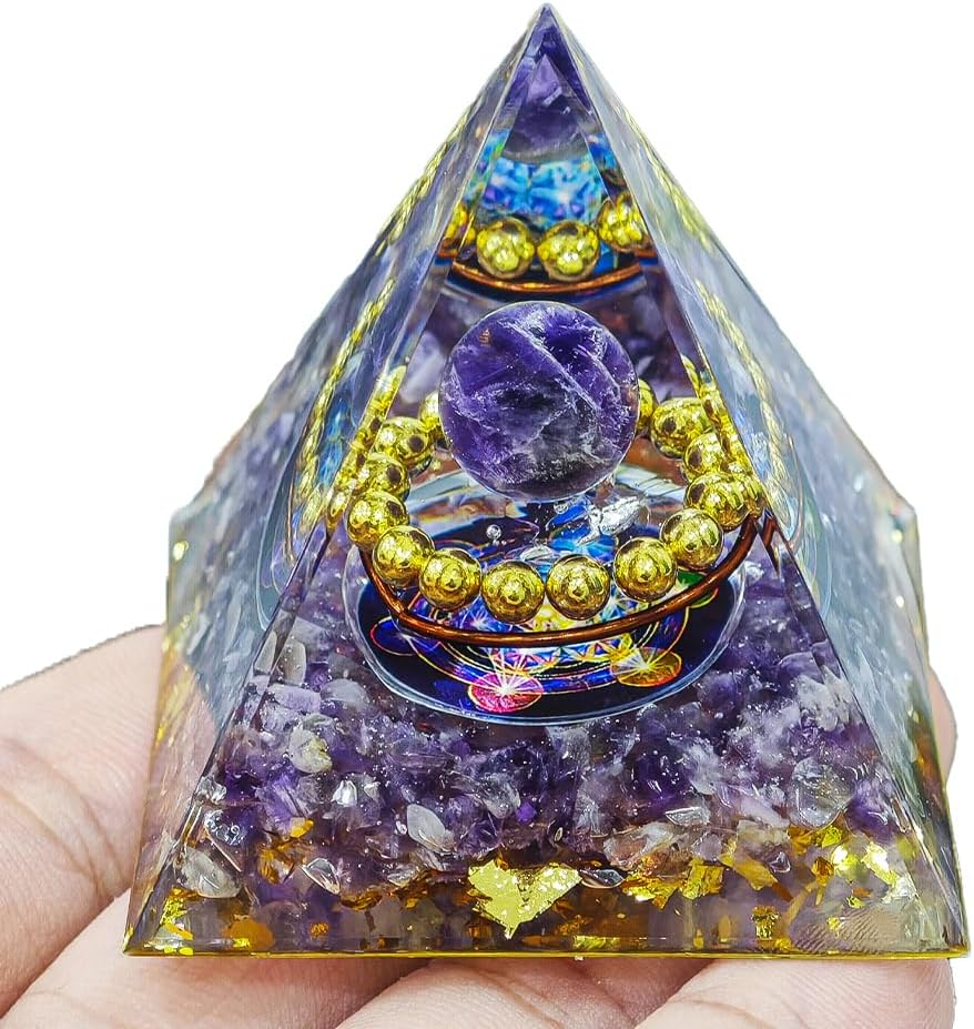 AierCrystal Natural Mineral Crystal Pyramid Energy Healing Meditation Aid Feng Shui Protection Home Decor Versatile Gift Option(2inch Pyramid Amethyst)
