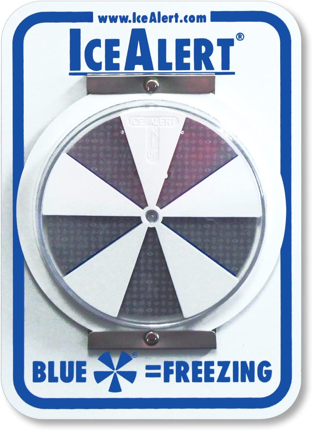 SmartSign Ice Alert Sign - 12 x 7 inch, Universal Mount Temperature Sensitive Indicator with Post-Section Bracket, 40 mil Rustproof Aluminum, Blue, Grey and White, Set of 1, Made in USA
