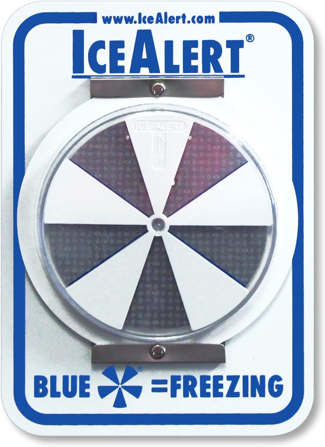 SmartSign Ice Alert Sign - 12 x 7 inch, Universal Mount Temperature Sensitive Indicator with Post-Section Bracket, 40 mil Rustproof Aluminum, Blue, Grey and White, Set of 1, Made in USA