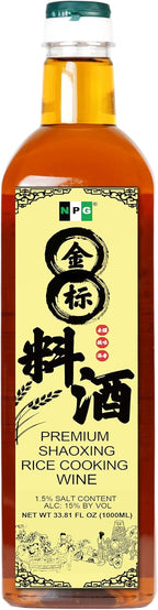 NPG Premium Shaoxing Cooking Wine 33.81 Fl Oz, Authentic Chinese Shao Hsing Rice Wine, Red Cooking Wine for Asian Cuisine, Essential Ingredient for Home Cooking