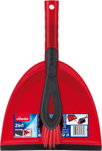 Vileda 2 in 1 Dustpan Set, 14 x 14 x 34.6 cm, Red
