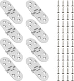 8 Pack 180 Degree Folding Table Hinge, Heavy Duty Zinc Alloy Sewing Machine Flip Top Butler Tray Hinge with Screws for Furniture Cabinet Door, 3.1x1.2in, Silver