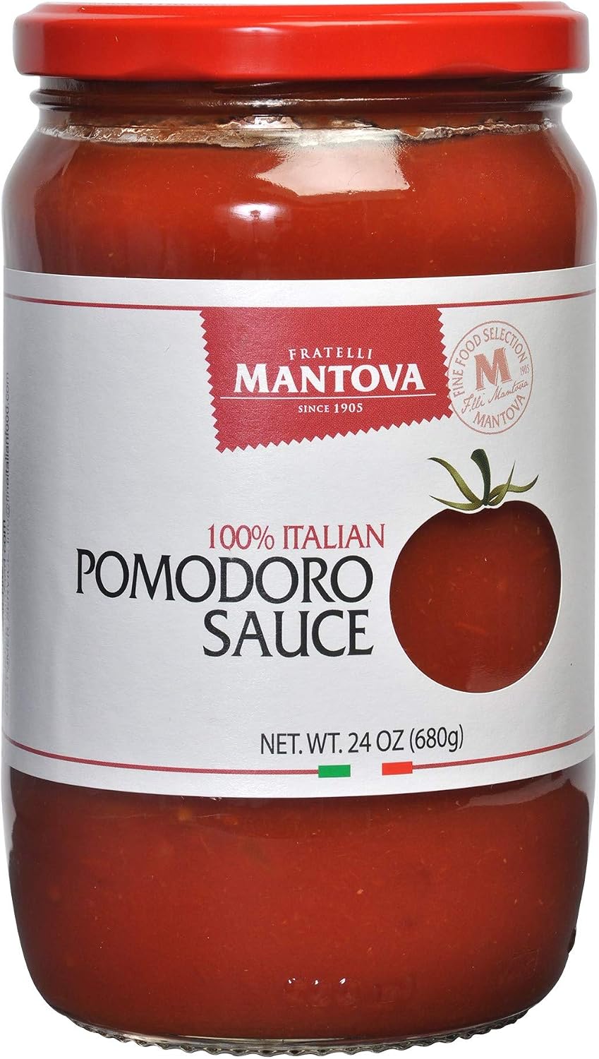 Mantova Italian Pomodoro Tomato Sauce 24 ounce (Pack of 2), 100% Italian Tomatoes, Great Taste
