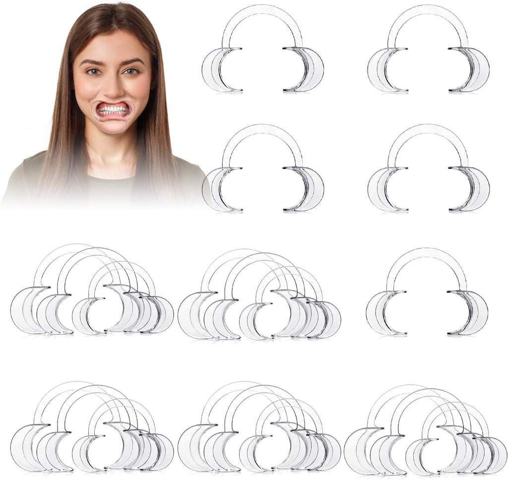 EZGO 20 Pieces (10 Medium+5 Large+5 Small) C-Shape Teeth Whitening Cheek Retractor, Disposable Dental Mouth Opener, Dental Lip Cheek Retractor for Mouthguard Challenge Game