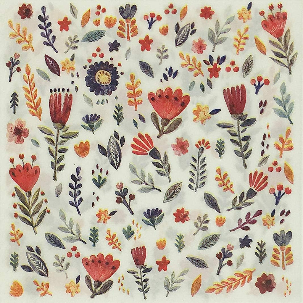 Zelten Colored Paper Napkins, 20 Count Shabby Chic Napkins for Wedding, Dinner Tea Party Shower (Children's Drawing Flower Plants Grass)