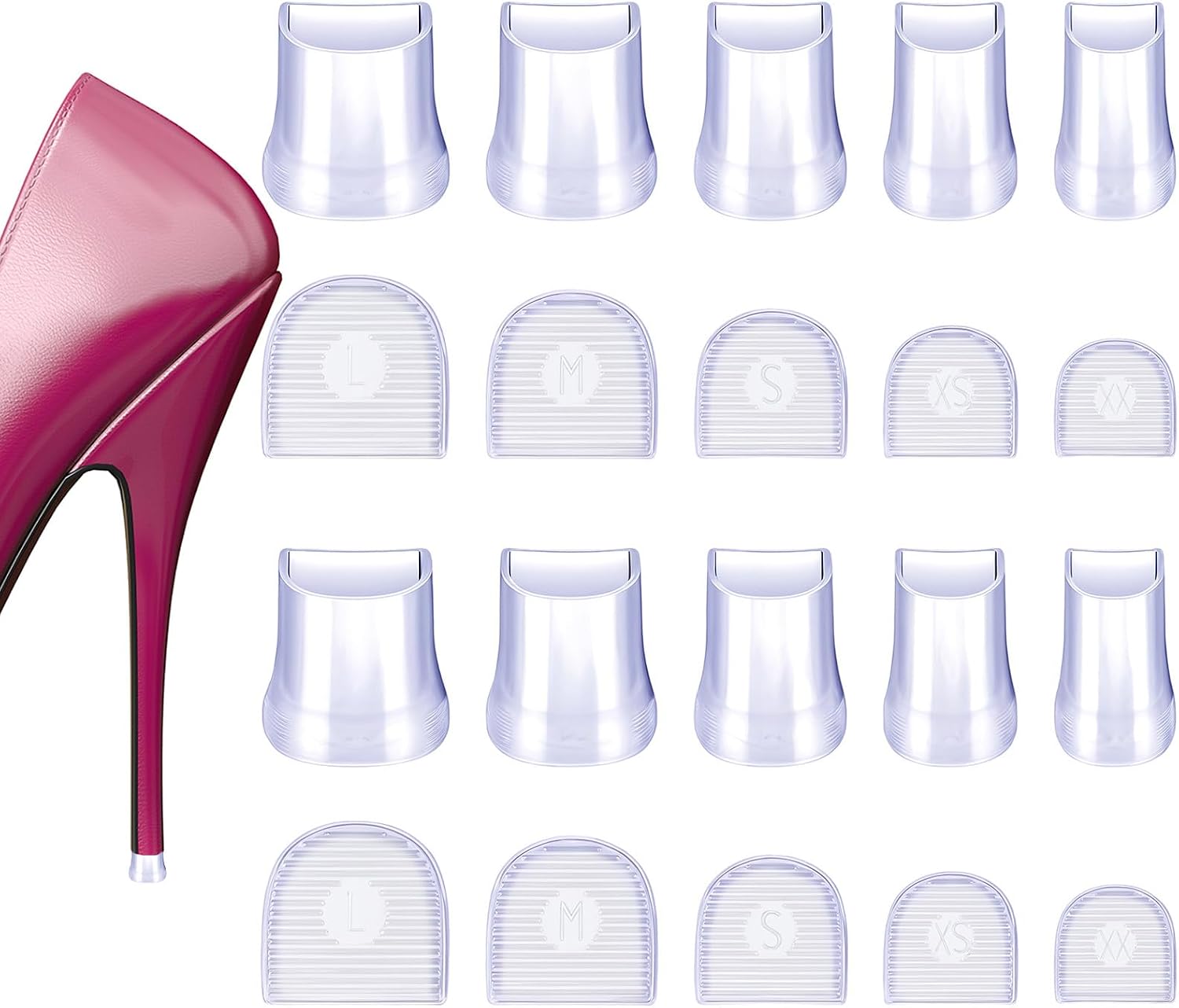 High Heel Protectors Heel Caps, 10 Pairs Clear Heel Covers for High Heel Shoes Anti Slip Noise Reducing U Shape Heel Stoppers Stiletto Tip Protectors for Weddings Grass Gravel Outdoor Use