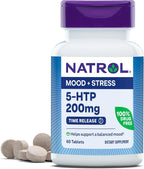 Natrol 5-HTP 200mg Dietary Supplement to Support a Balanced Mood, 60 Time Release Tablets, 60 Day Supply