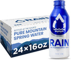 RAIN, Spring Water, 16 Oz, 24 Pack, Bottled At The Source, Recyclable Eco Friendly Aluminum