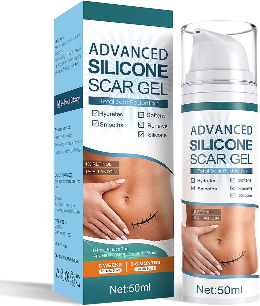 Advanced Scar Gel, Silicone Scar Gel, Treats Old and New Scars, Reduces the Appearance of Scars from, Body, Face, Stretch Marks, Surgical Scar, Keloids, Acne, Burns and More, 50g (1.7 Oz)