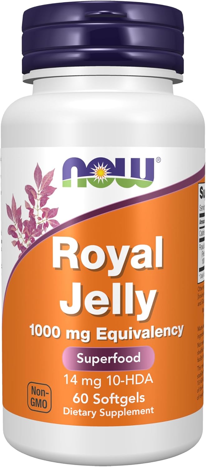 NOW Foods Supplements, Royal Jelly 1000 mg with 10-HDA (Hydroxy-D-Decenoic Acid), 60 Softgels