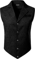 JEMITOP Men's Vintage Gothic Steampunk Victorian Suit Vest Jacquard Slim Fit Sleeveless Waistcoat