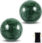 Learay 2Pcs Baoding Balls, Baoding Balls for Hand Therapy, Chinese Health Exercise Massage Balls with Carry Pouch for Stress Relief Meditation Ball(Green/1.57 inch)