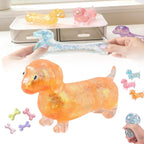 Dachshund Squishy , Glitter Face Wiener Dog Dachshund Squishy Stress Toy, Squeeze Relief for Adults (Orange)