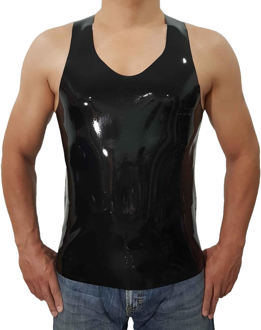 Latex Rubber Gummi Black Undershirt Muscle Shirt (one Size)