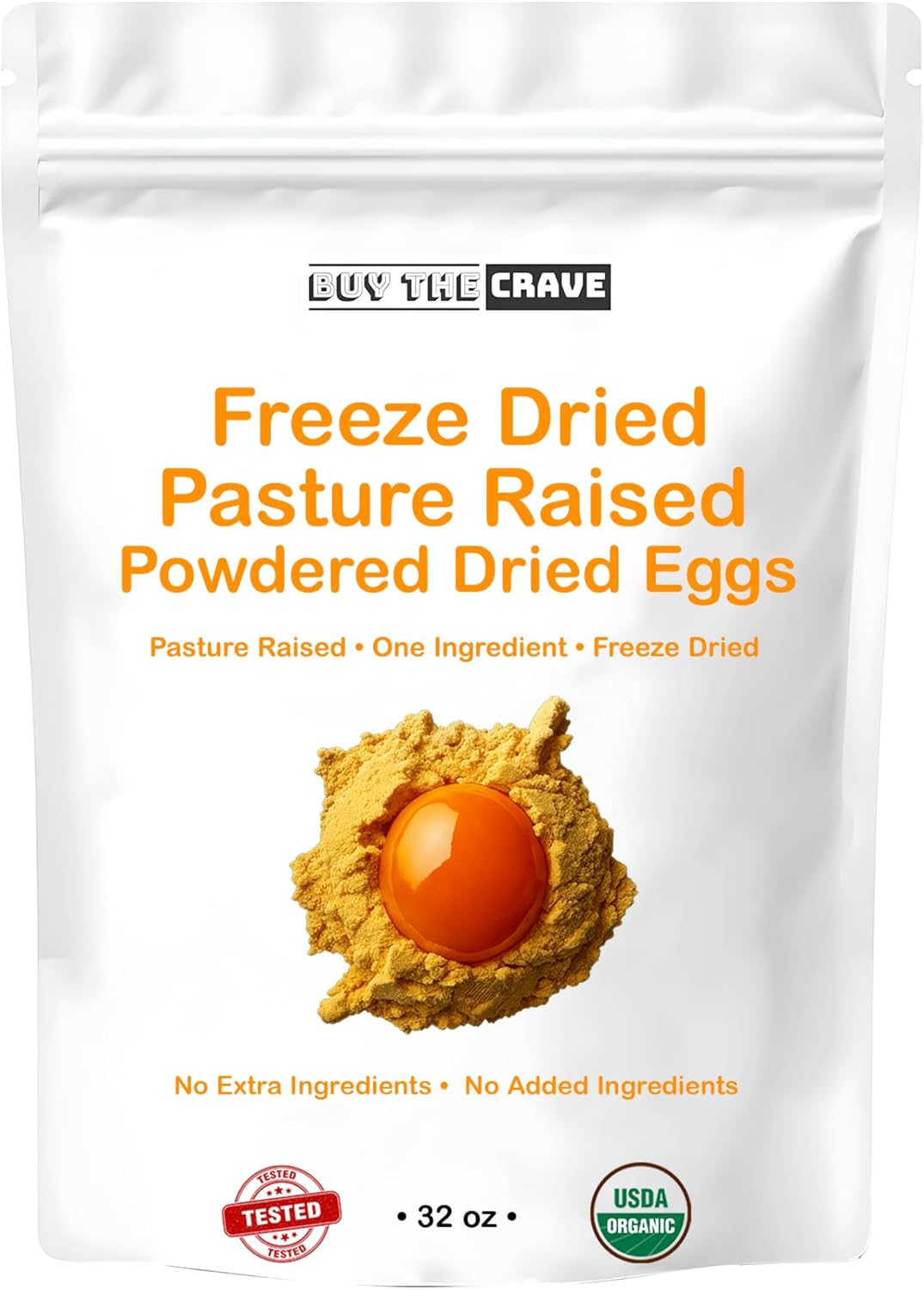 Freeze Dried Powdered Dried Eggs, Grade A Eggs, Grass Fed Pasture Raised, 70 Servings, MRE Food Supply, Camping Essentials, 25+ Years Shelf Life, Emergency Food Supply, 32 OZ