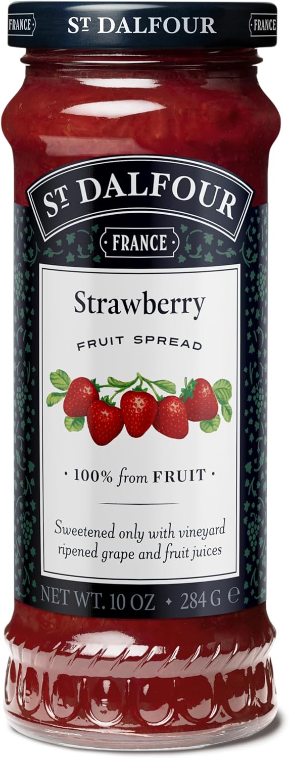 St. Dalfour Strawberry Fruit Spread, 6 Pack, 100% from Fruit, No Cane Sugars, No Corn Syrups, 10 oz Jars