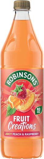 Robinsons Fruit Creations, Real Fruit Squash, Low Calorie, Delicious Peach and Raspberry, 1 Litre (Pack of 3)