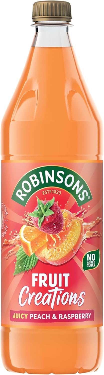 Robinsons Fruit Creations, Real Fruit Squash, Low Calorie, Delicious Peach and Raspberry, 1 Litre (Pack of 3)