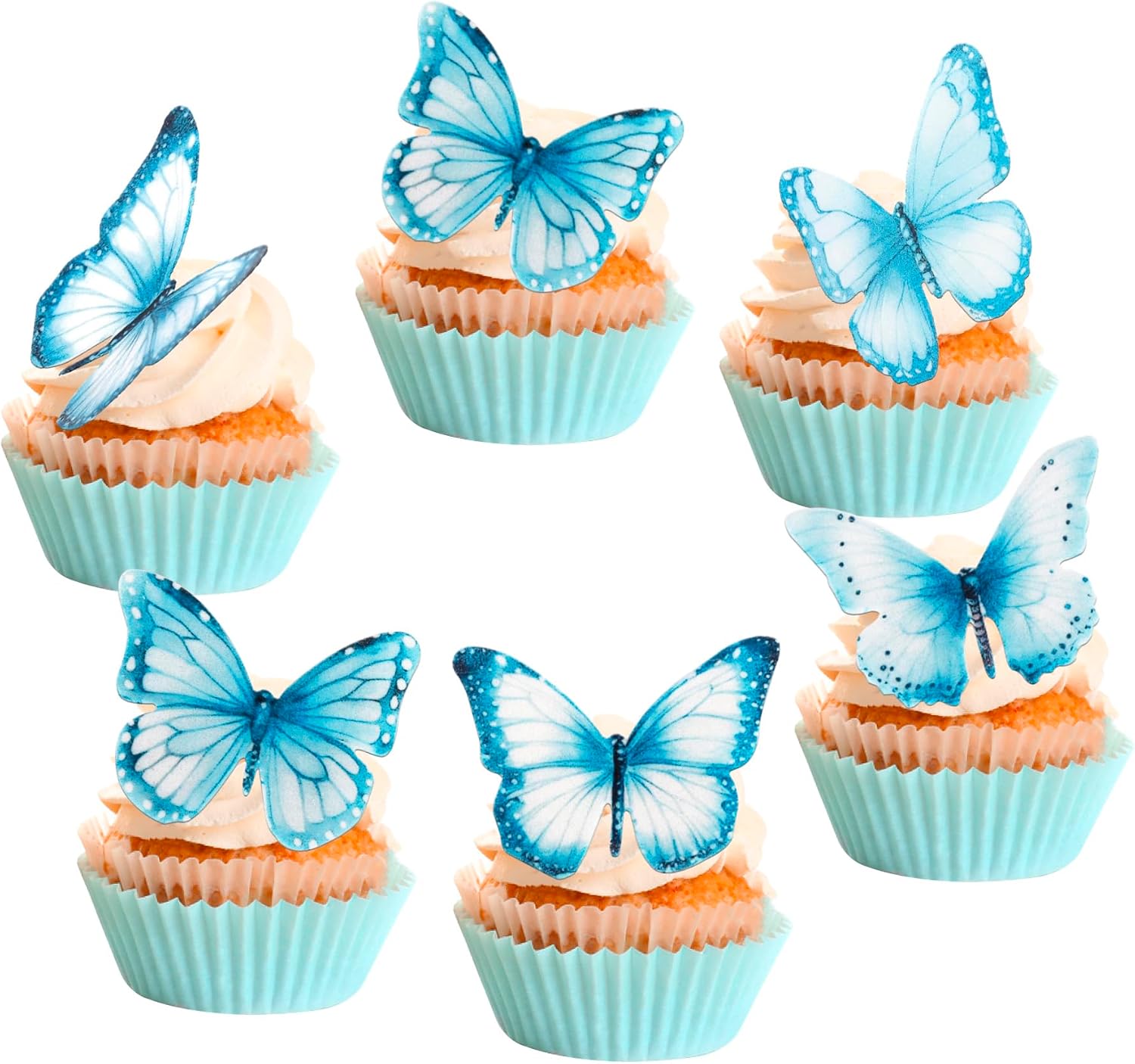 Rsstarxi 60 Pack Wafer Paper Butterflies Cupcake Toppers, Edible Butterfly Cake Decorations Butterfly Decorations for Wedding Birthday Anniversary Baby Shower Party Decorating Supplies Blue
