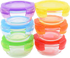 ARSUK 8oz Glass Food Storage Containers with Airtight BPA-Free Lids 6 Pack, 1 Cup Small Glass Freezer Containers for Sauce, Sides, Meal Prep - Reusable & Dishwasher Microwave Fridge Freezer Safe