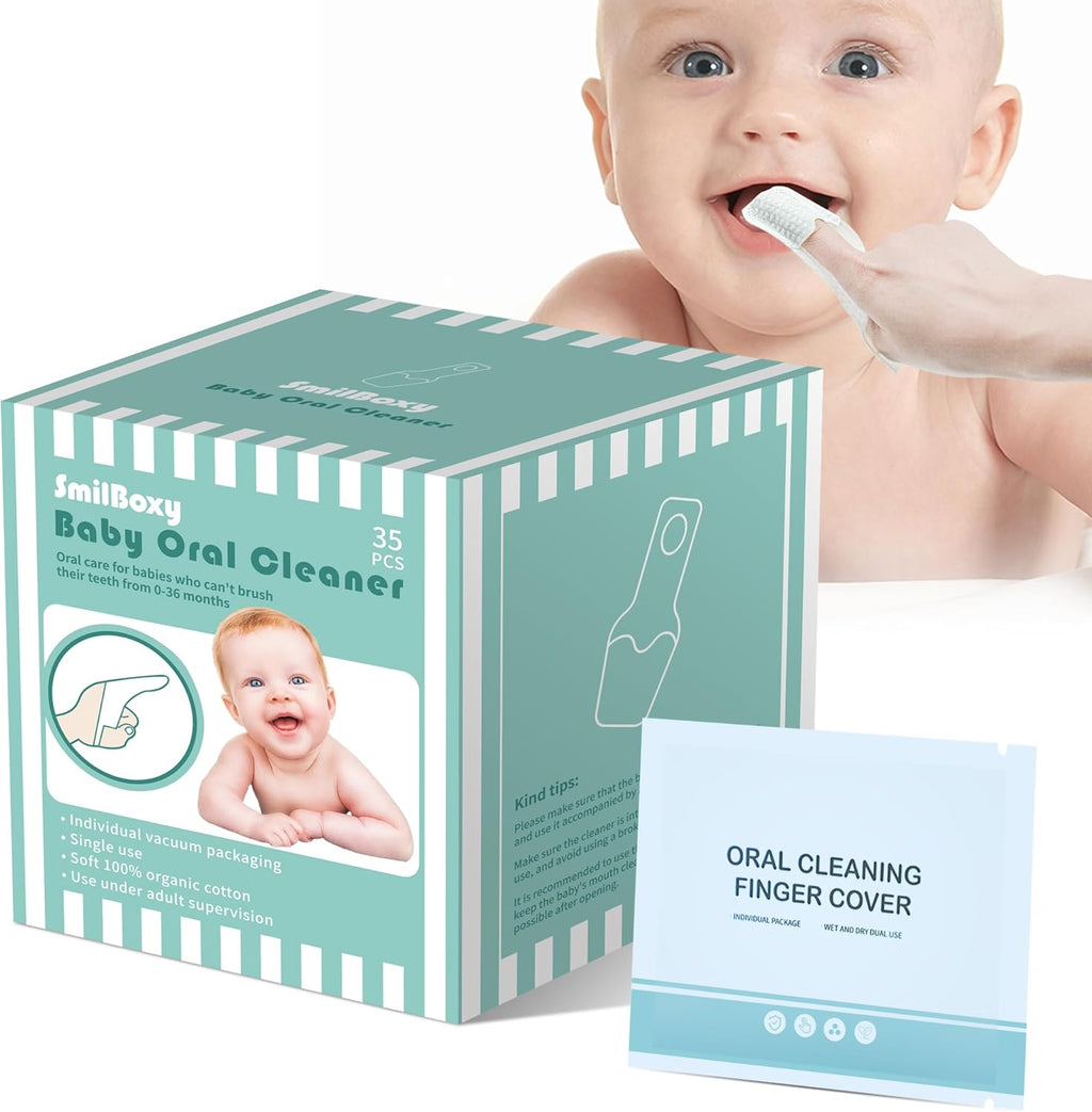 35PCS Finger Cots Baby Mouth Cleaner, Baby Tongue Cleaner Newborn Brushes Teeth with Fingers for 0-36 Months Toddler Care of Mouth, Finger Toothbrush Cleans Teeth, Wipes Tongue Surface