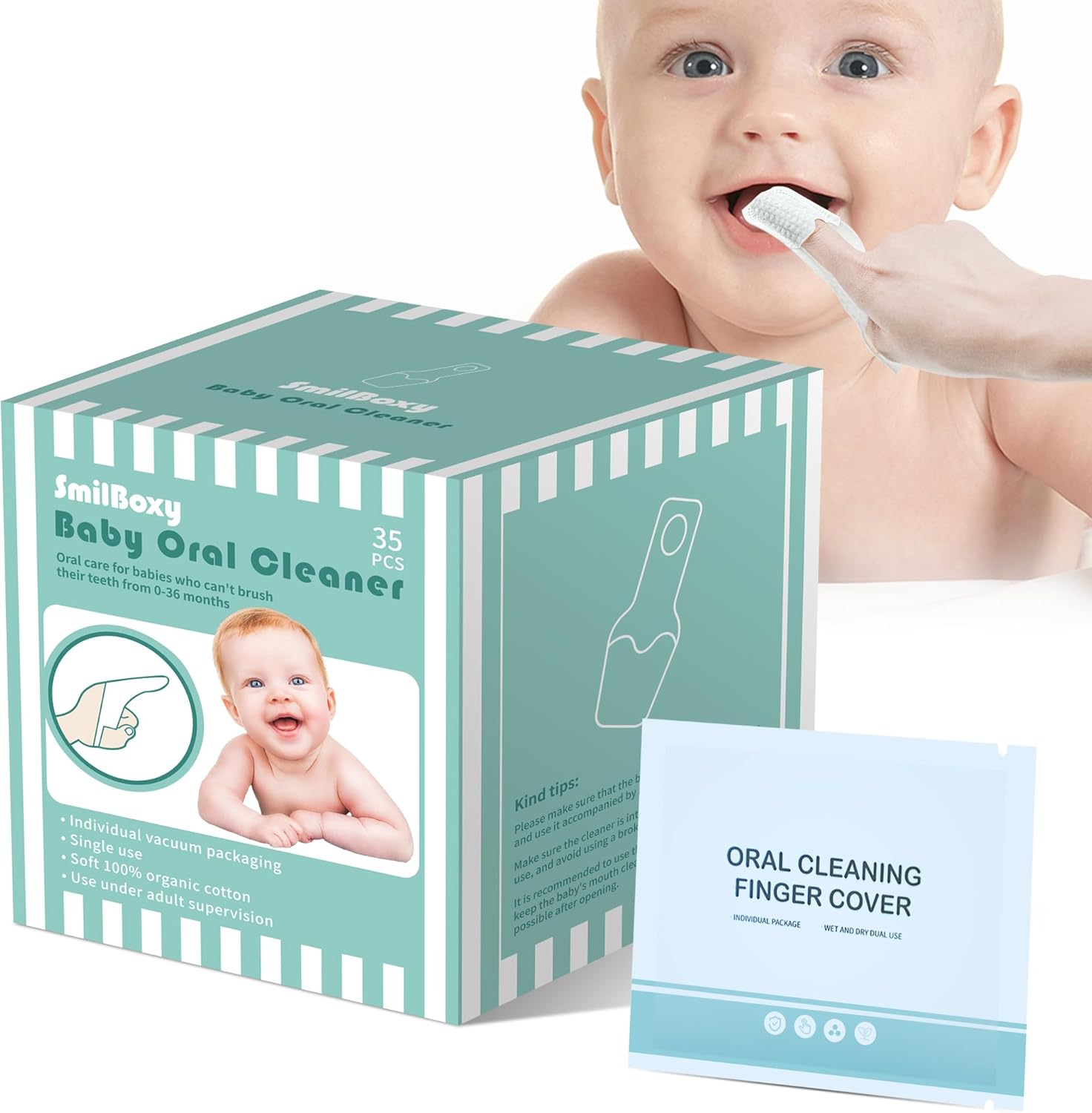 35PCS Finger Cots Baby Mouth Cleaner, Baby Tongue Cleaner Newborn Brushes Teeth with Fingers for 0-36 Months Toddler Care of Mouth, Finger Toothbrush Cleans Teeth, Wipes Tongue Surface
