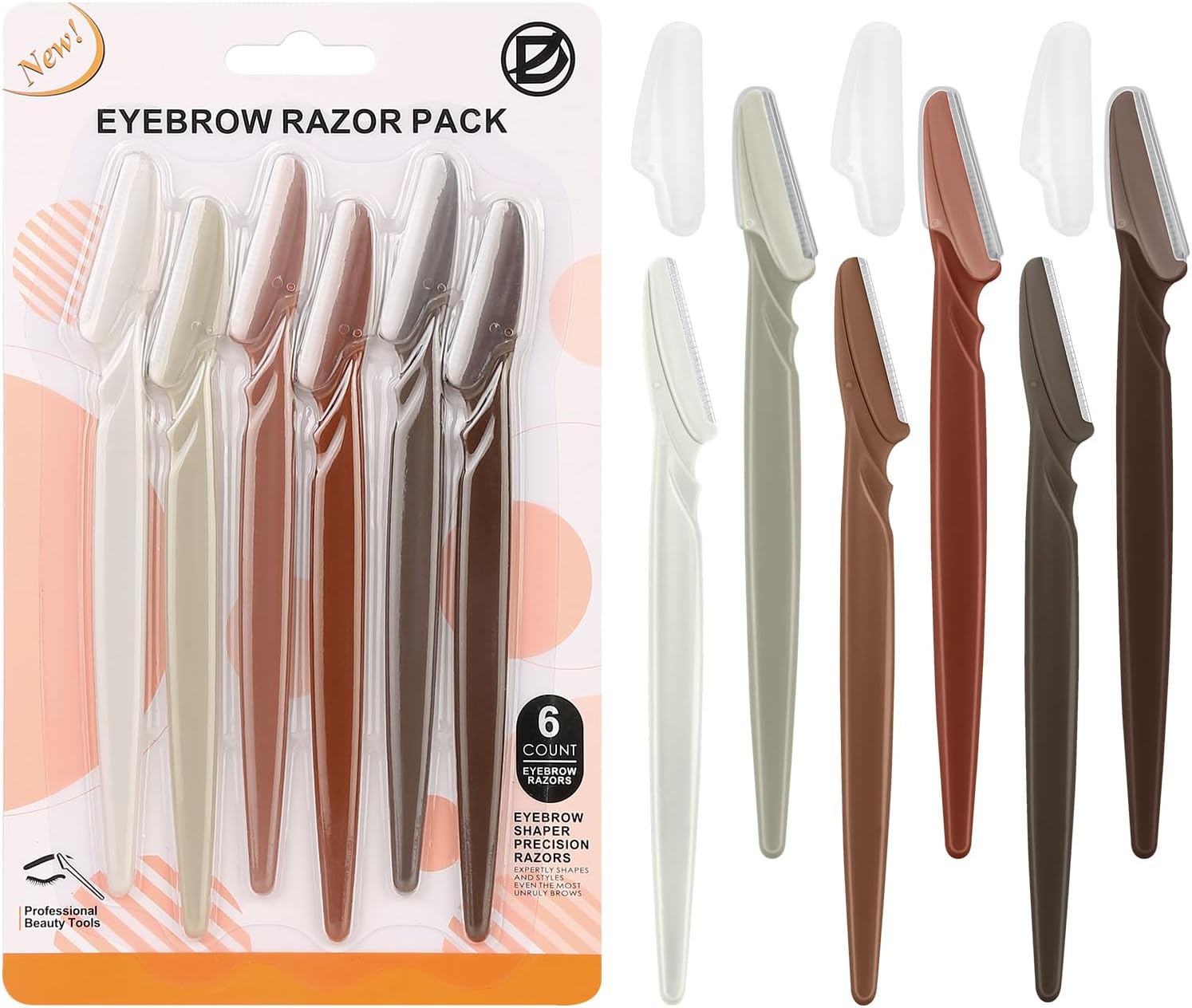 D Dermaplane Razor for Women Face - 6PCS Face Razors for Women - Eyebrow Razor with Precision Cover - Face Shaver for Women - Facial Hair Removal for Men - Neutral