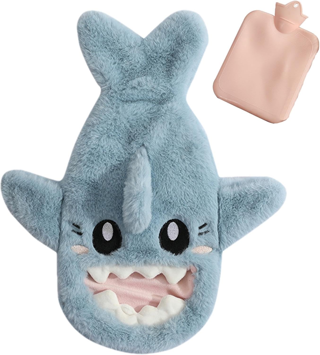 Hot Water Bottle with Hand Pocket,Hot Water Bottle with Pocket - Cartoon Shark Shape Hand Warmer | Hand and Foot Warmer, Thermal Rubber Bag