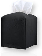 Premium PU Leather Tissue Box Holder - Elegant Hotel-Style Tissue Box Cover for Home, Office & Car Décor, Tissues Cube Organizer for a Natural & Classic Look (Black)