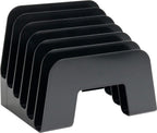 1InTheOffice Incline Desktop File Sorter, 6 Compartments Step Sorter, Black