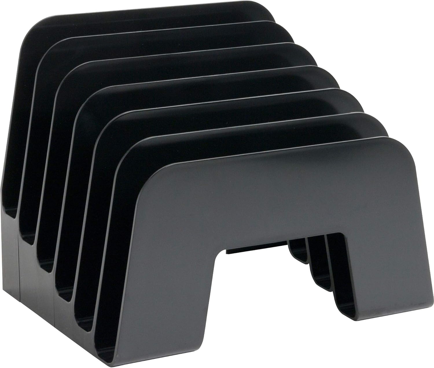 1InTheOffice Incline Desktop File Sorter, 6 Compartments Step Sorter, Black