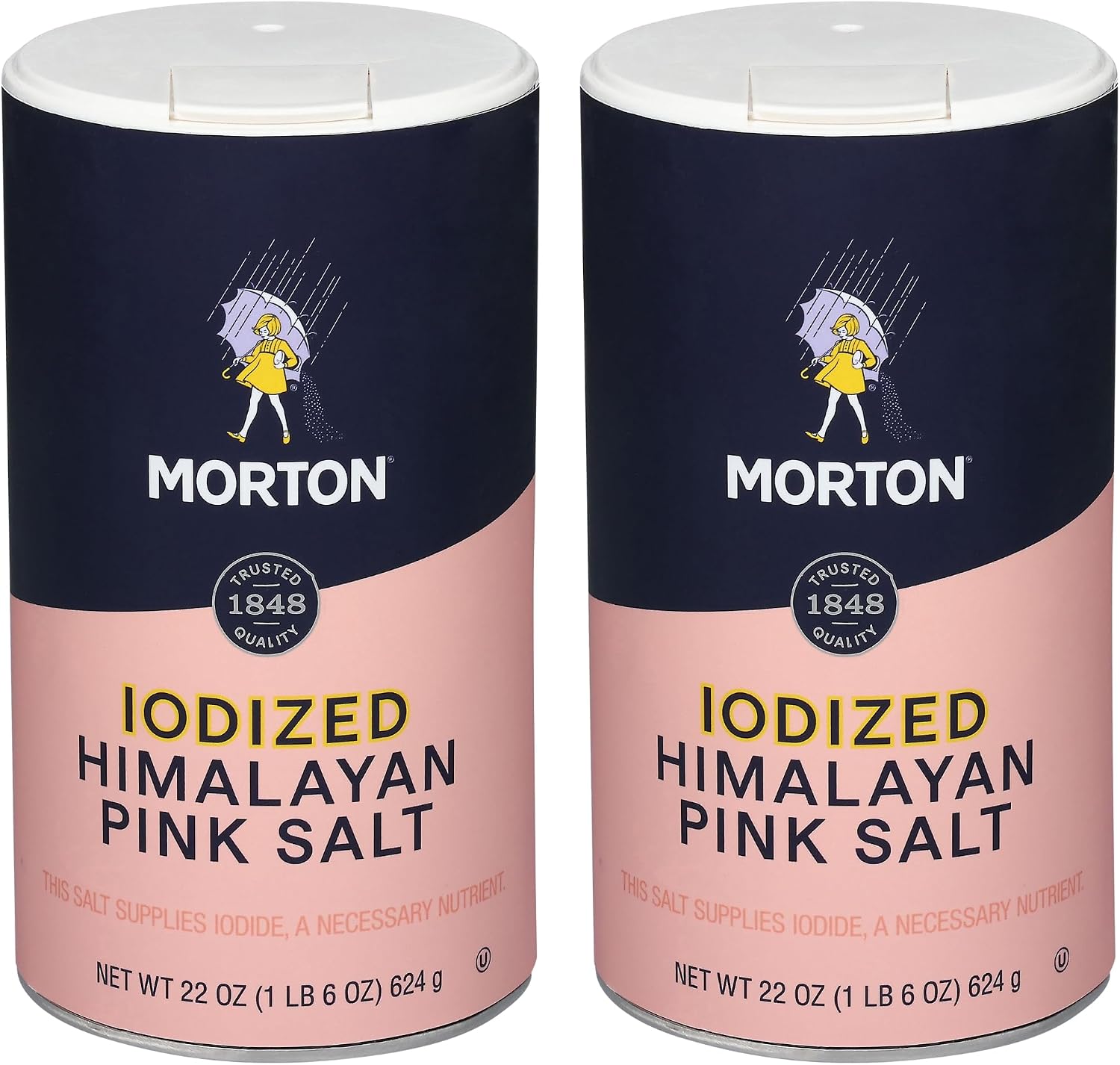 Morton Iodized Himalayan Pink Salt, 22 oz (2 Pack)