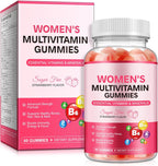 Women's Multivitamin Gummies with Iron, Inositol, Zinc, Biotin, Vitamin A C D3 E K2 B12 - Sugar Free, Vegan, Strawberry Flavored Multi Vitamins for Daily Energy & Wellness - 60 Count (30 Day Supply)