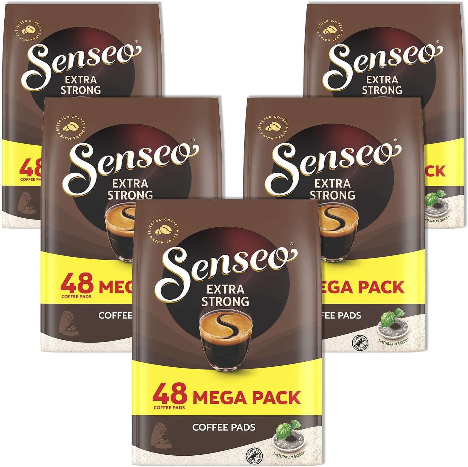 Senseo Extra Strong Coffee Pods – 240 Count (5 Packs) – Dark Roast with Intense & Bold Flavor and Rich Crema – Single-Serve Coffee Pads Compatible with Senseo & PeleCom Machines