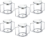 Eaasty 6 Pcs Adult Sippy Cup for Elderly, 10 oz Plastic Spill Proof Cups with 2 Handles for Adult Elderly Care Hospital Drinking Mug Easy to Grasp Handles for Hot and Cold Beverages (White)