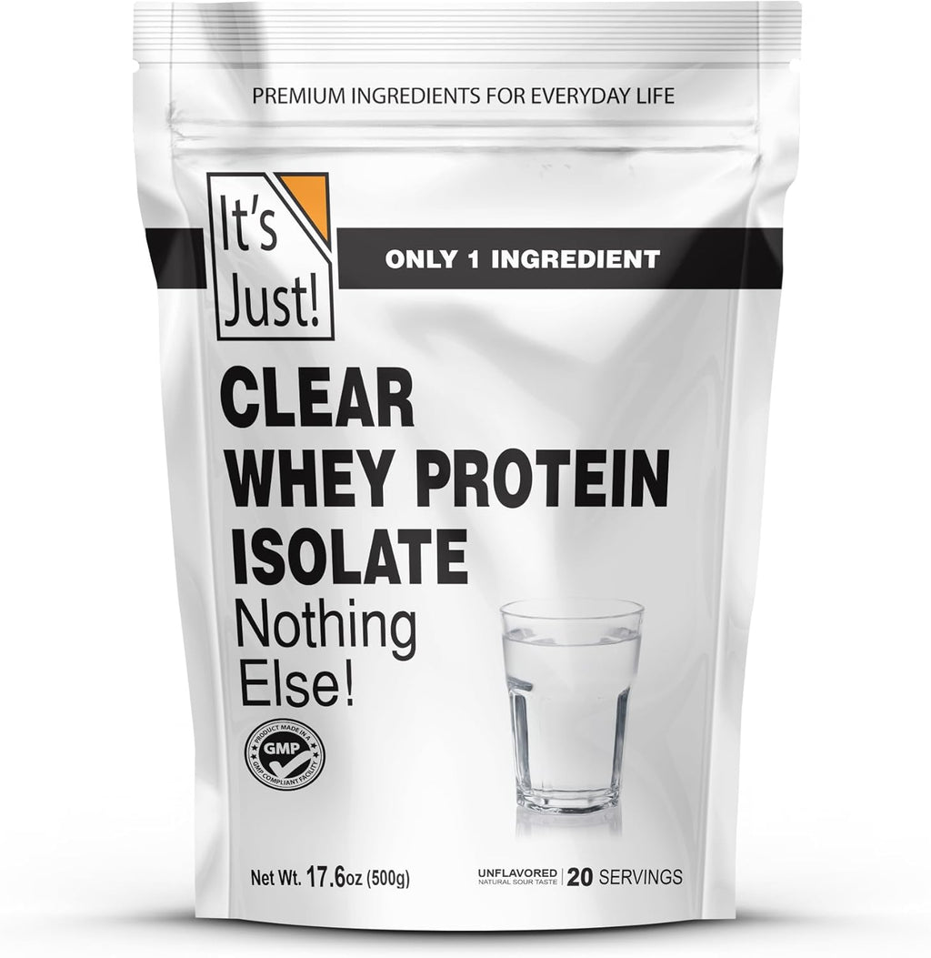 It's Just! Clear Whey Isolate Protein Powder - Zero Carbs, Gluten Free, Non-GMO, Unflavored - 17.6 oz