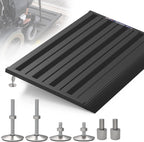 Threshold Ramp for Doorways, Adjustable Height 2.6"-6" Aluminum Wheelchair Ramp with Heightening Screws and Swivel Angle Leg, 1100lbs Load Capacity, 22”x36 Curb Ramp for Trolley,Power Chairs