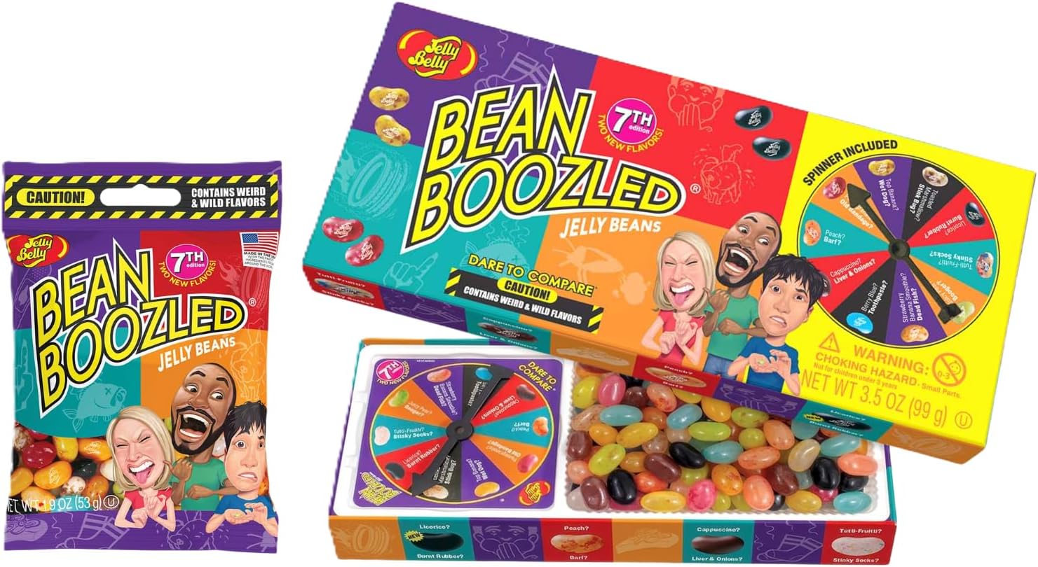 BeanBoozled 7th Edition Spinner Game + Refill Bag – Gross vs. Delicious Jelly Beans – Fun Party Game & Gag Gift for Kids, Teens & Adults