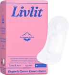 Livlit Ultra Thin Panty Liners Sanitary Pads, 100% Certified Organic Cotton from Texas, Light Absorbency, Chlorine Free, Unscented, Hypoallergenic Panty Liners for Women (40 Count)