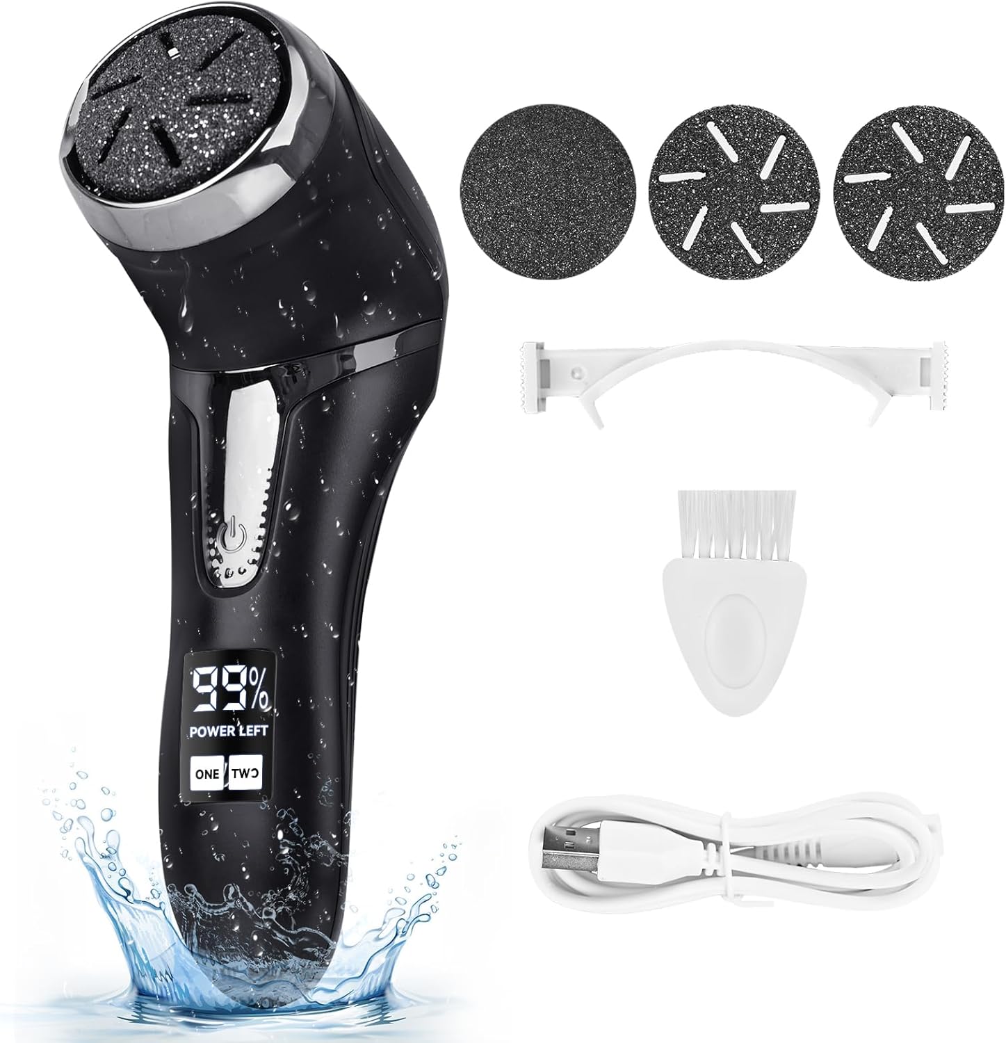 Nicebirdie Electric Callus Remover for Feet with Vacuum, Premium Portable Pedicure Tools Rechargeable Waterproof 2 Speed Foot File Scrubber Callus Remover Tool Foot Care kit（Black）