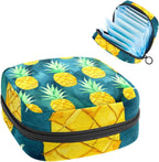 Period Bag,Sanitary Napkin Storage Bag,Floral Gold Fruit Pineapple,Tampon Holder for Purse