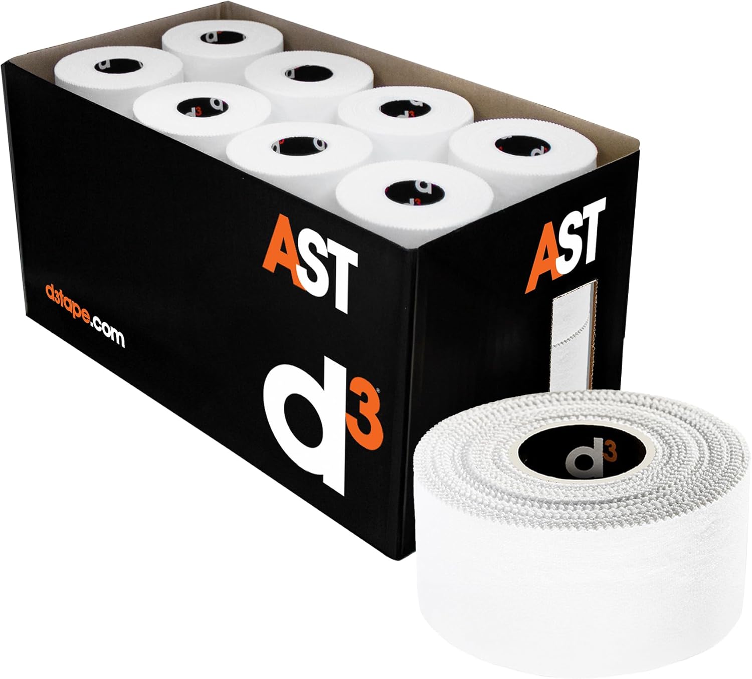 d3 Athletic Sports Tape White 1.5" x 15yds - 32 Rolls Bulk Box Hand Tearable Zinc Oxide Tape for Thumb, Wrist & Ankle Support, Strong Joint Strapping for Athletes, Medical Trainers & First Aid