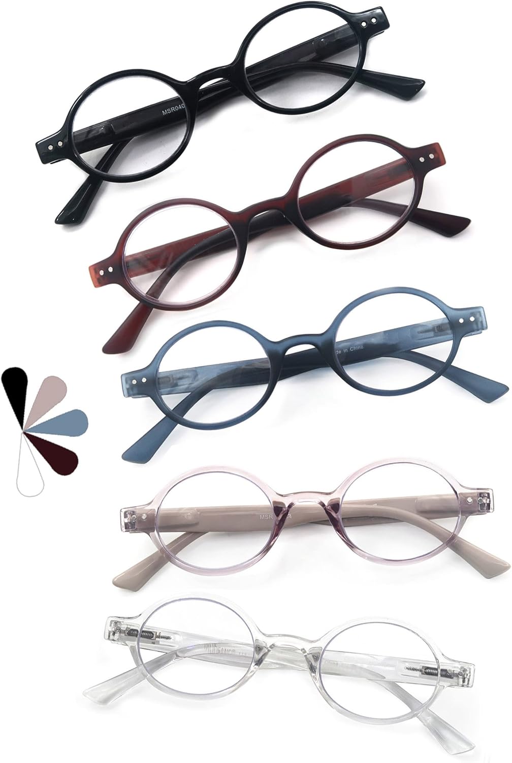 MODFANS Men Readers 2.0 Women Reading GLasses£¬Round Retro Matte Cheaters Flexible Spring Hinge Lightweight Suitable Wear well-5 Pouch with 1 Soft Cloth