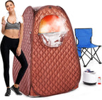 Single Person Sauna, Portable Steam Sauna Full Body for Home Spa, Sauna Tent with Steamer 2.6L 1000W Steam Generator, 90 Minute Timer, Chair, Remote Control Included