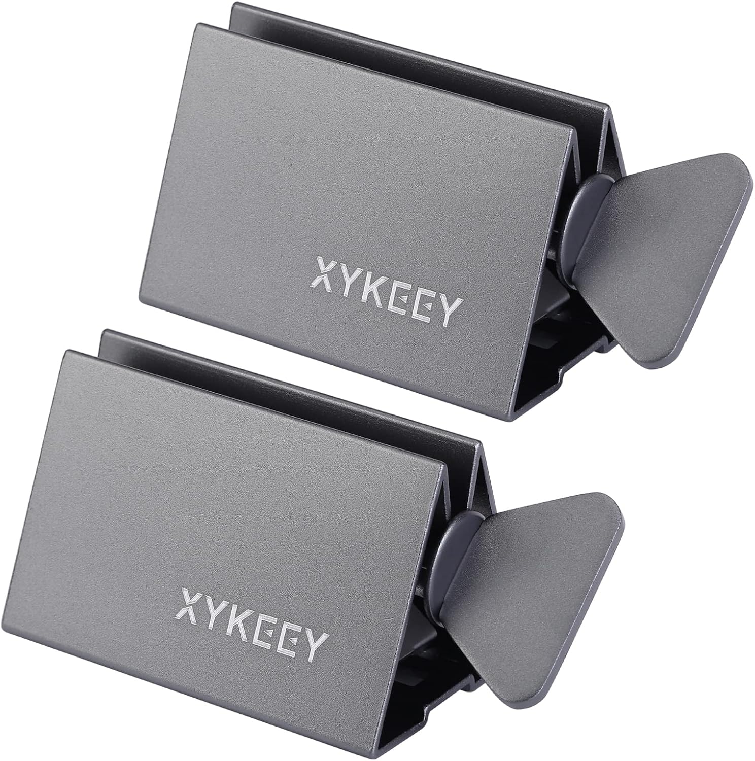 XYKEEY Toothpaste Tube Squeezer - Set of 2 Toothpaste Squeezer Rollers, Metal Toothpaste Tube Wringer Seat Holder Stand (Gray)