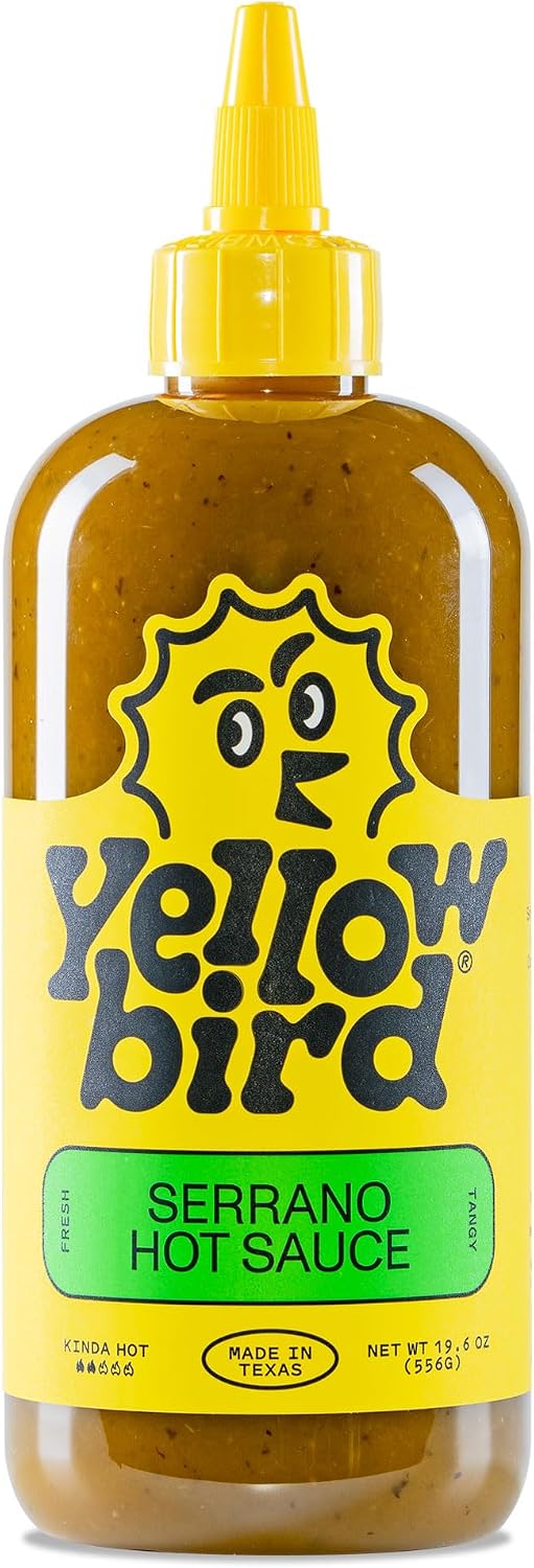 Yellowbird® Classic Serrano Hot Sauce 19.6 oz. Tabletop Size (Kinda Hot | 1 Bottle | Made in Texas)