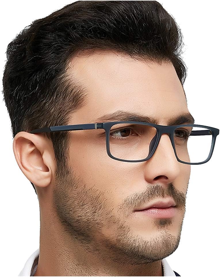 OCCI CHIARI Blue Light Blocking Men's Reading Glasses Computer Stylish Readers 0 100 125 150 175 200 225 250 275 300 350(Blue Gray 1.75)
