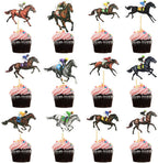 AUGSUN 36 Pack Horse Racing Cupcake Toppers with 12 Unique Designs, Premium Derby Party Decorations for Cakes and Desserts